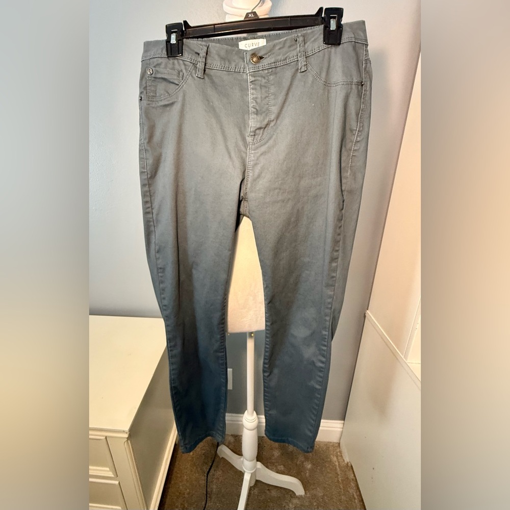 Curve Appeal Gray Green Casual stretchy Pants Womens 10/30